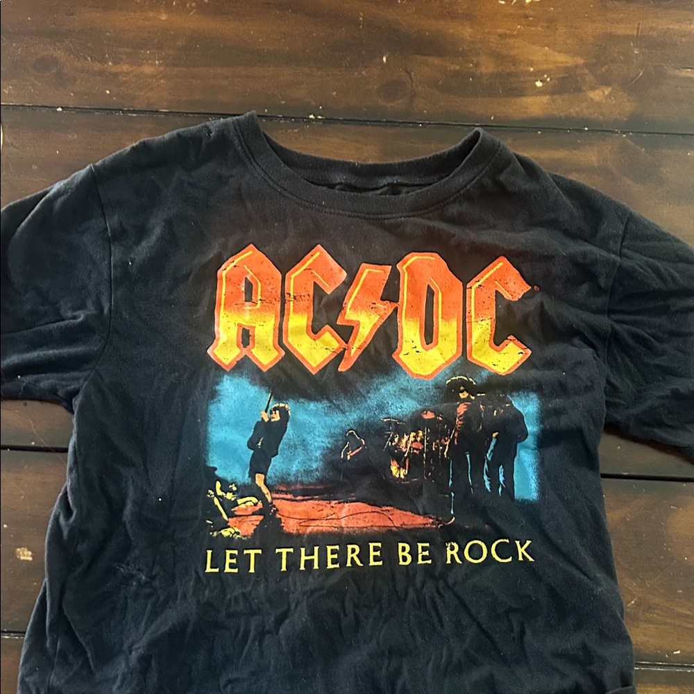 AC/DC Black Tee with Orange and Blue Design
